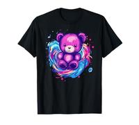 Cute Teddy Bear With Vibrant Swirl Background T-Shirt