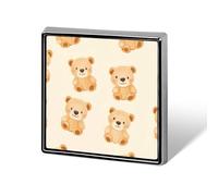 Cute Teddy Bears Pattern Fasion Badge Pin Brooch Button Square Shaped Decor for Hat Backpacks 0.7 Inch