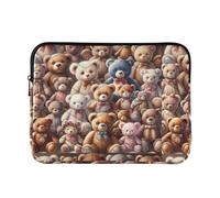 Cute Teddy Bears Quilted Laptop Sleeve, Protective Computer Bag with Soft Filler, Lightweight Briefcase for Work and Travel, Large