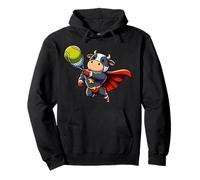 Cute Tennis Cow Superhero With Racket And Cape Pullover Hoodie