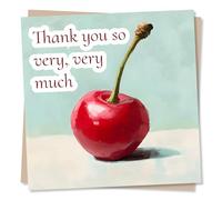 Cute Thank You Card For a Loved One - Cherries, Cherry, Fruit - Playful - Thank You So Very, Very Much - Gratitude, Appreciation - For a Friend, Family, Relative, Partner, Teacher, Special Someone
