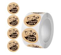 Cute Thank You Stickers | 500-Piece Labels Decal | Cat Thank You Stickers Roll | for Restaurant School Classroom OfficeTeacher Student