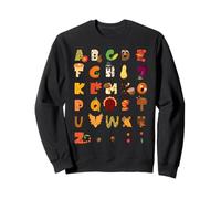 Cute Thanksgiving Alphabet Autumn Turkey Pumpkin Leaf Sweatshirt