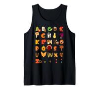 Cute Thanksgiving Alphabet Autumn Turkey Pumpkin Leaf Tank Top