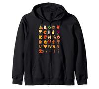 Cute Thanksgiving Alphabet Autumn Turkey Pumpkin Leaf Zip Hoodie