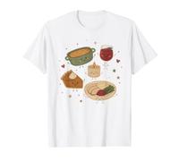 Cute Thanksgiving Dinner Doodle Characters Value Graphic T-Shirt, Men, White, XL
