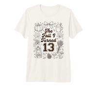 Cute The Fall I Turned 13 Cozy Autumn Birthday Party Premium T-Shirt