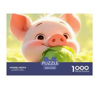 Cute Thickened Pig Wooden Jigsaw Puzzle for Adults Fun 1000 Pieces Stress Relief Toy Educational Game Intellectual Game Home Decoration Educational Challenge 1000 Pieces (75 x 50cm)