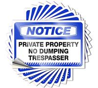 Cute Things Decals - Notice Private Property No Dumping Trespasser Cover Waterproof Vinyl Sticker(6X9CM)