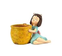 Cute Thinking Dreaming Girl With Basket Showpiece, Office , Home , Car And Desk Decor , Antique Touch , For Birthday , Wedding And Valentine Gift