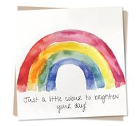 Cute Thinking Of You Or Thank You Card For Loved One - Rainbow, Watercolours - Just A Little Colour To Brighten Your Day - For Friend, Relative, Colleague