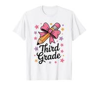 Cute Third Grade Pencil Bow Coquette School Graphic T-Shirt