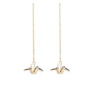Cute Thousand Paper Cranes Long Chain Earring for Women Origami Gold Ear Line Tassel Bird Earrings Jewelry