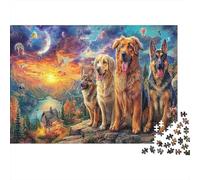 Cute Three Dogs 1000pc Jigsaw Puzzle for Puzzle Enthusiasts Sturdy Recycled Paper Dog Pack Mountain Art Home Decor Wall Art Gift for Friends VaCation Indoor Jigsaw 38x26cm/1000pcs