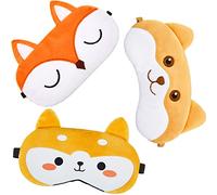 Cute Three-Piece Sleep Eye mask Set, Cartoon Dog Animal Design - Soft and Lightweight Night Sleep Eye mask, Suitable for Women, Men and Children (Dogs, Foxes)