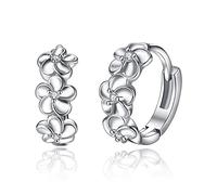 Cute Three Plum Blossom Hoop Earrings For Women Aaa Zirconia Ear Jewellery Silver Color Flowers Brincos Femme Kpop Gift E20 Fashion processing