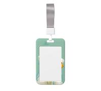 Cute Three White Ducks Sliding Id Badge Holder Hard Plastic Work Card Case Name Tag Protector for Nurses Office