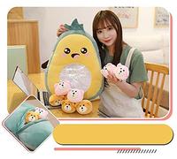 Cute Throw Pillow Stuffed Avocado Toys Removable Fluffy Creative Gifts for Teens Girls Kids A Bag of Plush Toys (Green Avocado)