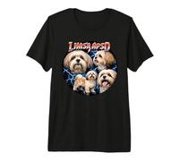 Cute Tibet Lhasa Apso Dog 80s Heavy Metal Rock Music Style Premium T-Shirt