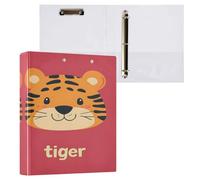 Cute Tiger 3-Ring Binder 1.5 Inch, PVC Material Document Organizer with D-Ring and Clear View Pocket for Office Supplies-1 Pack