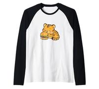 Cute Tiger Burger Cartoon Raglan Baseball Tee