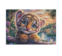 Cute Tiger Cub 300 Piece Jigsaw Puzzle for Adults Kitchen Wall Decor Art Project Precision Cut Great Gift for Art Lovers 300 PCS
