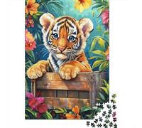Cute Tiger Cub Adult Jigsaws 1000 Pieces Thick Paper Educational Game Challenge for Relaxation & Gift Giving 38x26cm/1000pcs