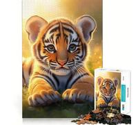 Cute Tiger Cub Baby 1000 Piece Jigsaws for Teenagers Puzzle Logic Game Tight Edge Hard Challenge Night Fun (38x26cm)