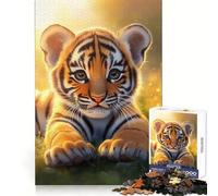 Cute Tiger Cub Baby 1000 Piece Jigsaws for Teenagers Puzzle Logic Game Tight Edge Hard Challenge Night Fun (38x26cm)