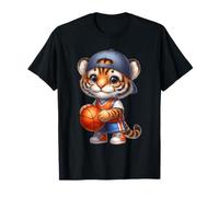 Cute Tiger Cub Basketball Player Cartoon T-Shirt