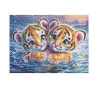 Cute Tiger Cub Brothers 500-piece Jigsaw Puzzle Set Family Puzzle Lovers Brain Training Indoor Game Family Game Night Summer Gift Durable Board 500 PCS