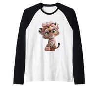 Cute Tiger Cub Kawaii Animal Character Cat Lover Graphic Raglan Baseball Tee