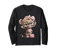 Cute Tiger Cub Kawaii Animal Character for Pet Lover Girls Long Sleeve T-Shirt