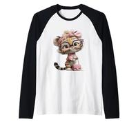 Cute Tiger Cub Kawaii Animal Character for Pet Lover Girls Raglan Baseball Tee
