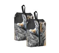 Cute Tiger Cub Print Waterproof Shoe Bag Travel Bag with Carry Strap Storage Bag Versatile Cosmetic Bag-2pcs