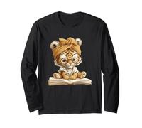 Cute Tiger Cub Reading Book with Long Sleeve T-Shirt
