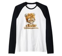 Cute Tiger Cub Reading Book with Raglan Baseball Tee