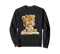 Cute Tiger Cub Reading Book with Sweatshirt
