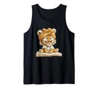 Cute Tiger Cub Reading Book with Tank Top