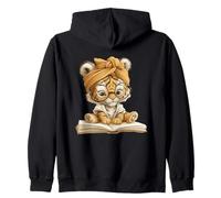 Cute Tiger Cub Reading Book with Zip Hoodie