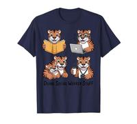 Cute Tiger Doing Social Worker Stuff Cartoon Design T-Shirt