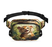Cute Tiger Forest Fanny Pack for Women Men, Waterproof Waist Bag with Adjustable Strap Dual Zippers, Lightweight Crossbody Chest Bag for Running Hiking Sports