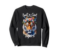 Cute Tiger Graphic for Girls Women who love Tigers Flowers Sweatshirt