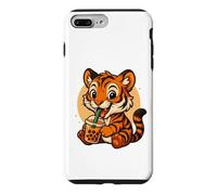Cute Tiger Kawaii Anime Drinking Bubble Tea Girl Kids Case for iPhone 7 Plus/8 Plus