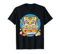 Cute Tiger Noodle Art Anime Tiger Eating Ramen Noodles T-Shirt