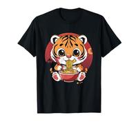Cute Tiger Noodle Art Tiger Eating Ramen Noodles Anime T-Shirt