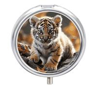 Cute Tiger Pill Box, 3 Compartment Small Pill Case Waterproof Travel Pill Organizer for Pocket Or Purse Portable Mini Medicine Tablet Vitamin Holder Pill Case