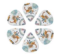 Cute Tiger Pilot Airplane Adventure Guitar Picks 6 Pack Thin Medium Heavy Thickness Guitars Pick For Acoustic Electric Guitar Ukulele Bass 0.71mm