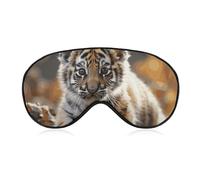 Cute Tiger Sleep Mask for Women Men, Soft Eye Mask with Adjustable Strap for Sleeping, Light Blocking Travel Blindfold for Nap Comfortable Eye Cover for Home Office