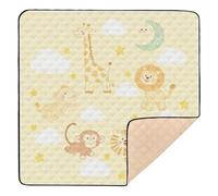 Cute Tigers Giraffe Cloud Yellow White Soft Padded Baby Gym & Activity Mat for Floor Water Resistant Kicking Mat for Baby Toddler Infant, 50'' x 50''